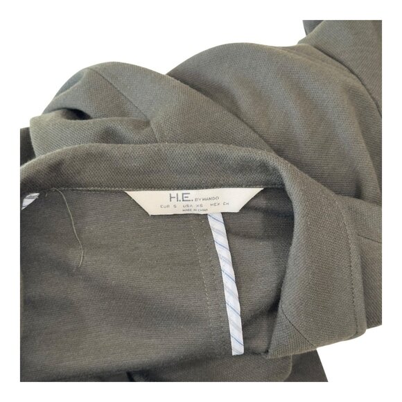 H.E. By Mango Slim Fit Mens Olive Green Blazer Jacket Size USA XS Patched elbow - Picture 4 of 12